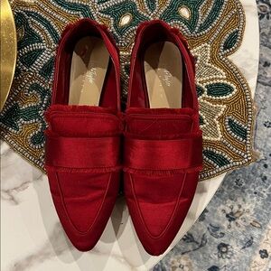 Lord & Taylor Red Satin Loafers